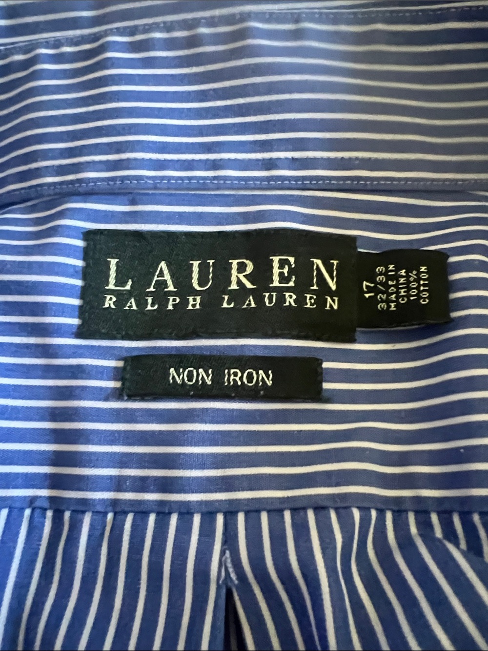 Lauren Ralph Lauren Blue and White Striped Dress Shirt